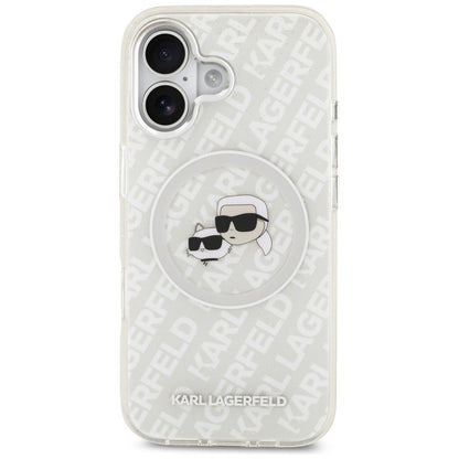 Θήκη MagSafe για Apple iPhone 17, Karl Lagerfeld, IML Glitter Karl & Choupette`s Heads, Γκρι
