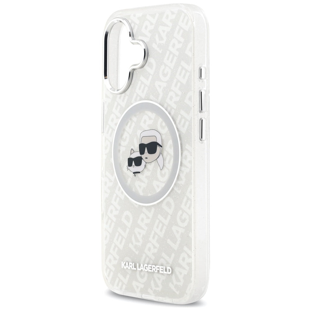 Θήκη MagSafe για Apple iPhone 17, Karl Lagerfeld, IML Glitter Karl & Choupette`s Heads, Γκρι