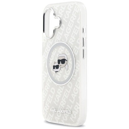 Θήκη MagSafe για Apple iPhone 17, Karl Lagerfeld, IML Glitter Karl & Choupette`s Heads, Γκρι