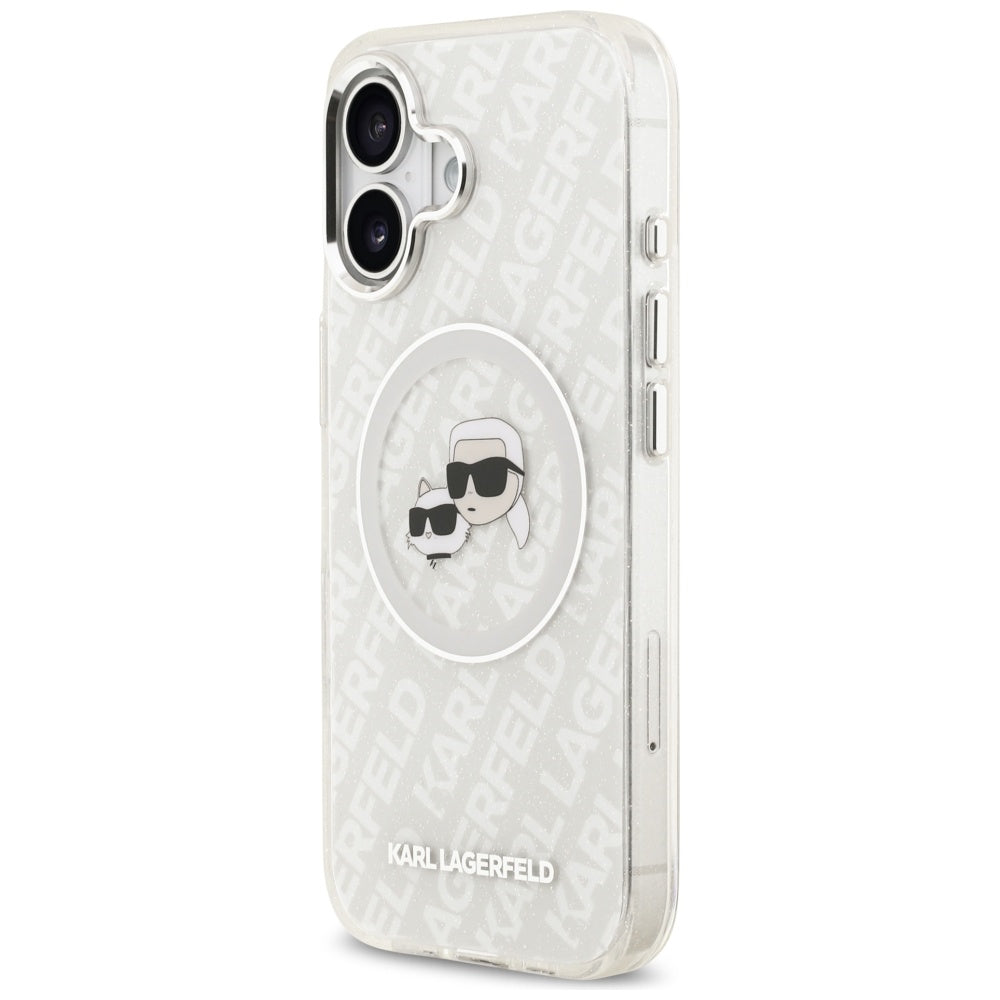 Θήκη MagSafe για Apple iPhone 17, Karl Lagerfeld, IML Glitter Karl & Choupette`s Heads, Γκρι