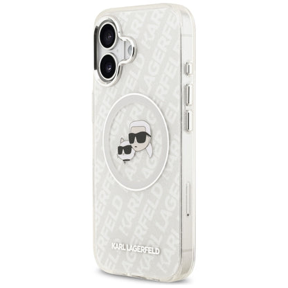 Θήκη MagSafe για Apple iPhone 17, Karl Lagerfeld, IML Glitter Karl & Choupette`s Heads, Γκρι