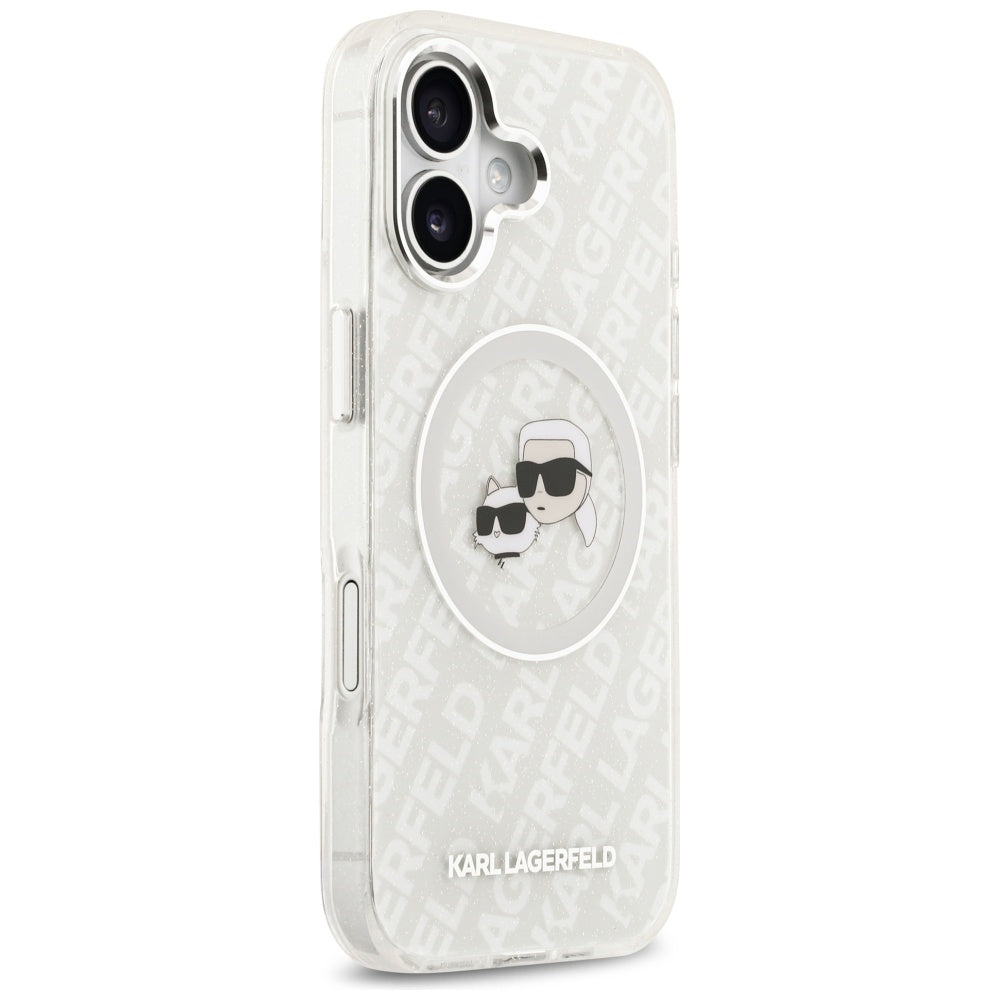 Θήκη MagSafe για Apple iPhone 17, Karl Lagerfeld, IML Glitter Karl & Choupette`s Heads, Γκρι