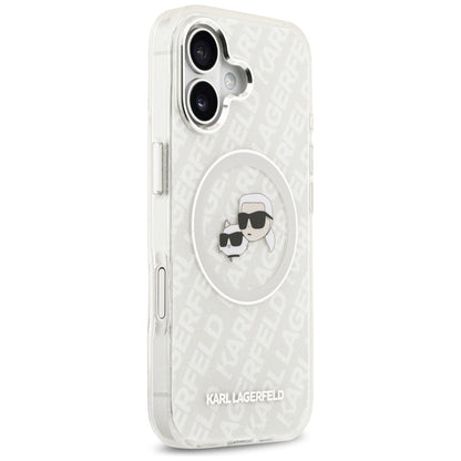 Θήκη MagSafe για Apple iPhone 17, Karl Lagerfeld, IML Glitter Karl & Choupette`s Heads, Γκρι
