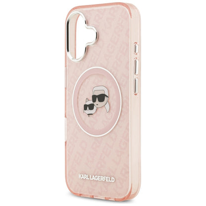 Θήκη MagSafe για Apple iPhone 17, Karl Lagerfeld, IML Glitter Karl & Choupette`s Heads, Ροζ