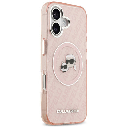 Θήκη MagSafe για Apple iPhone 17, Karl Lagerfeld, IML Glitter Karl & Choupette`s Heads, Ροζ