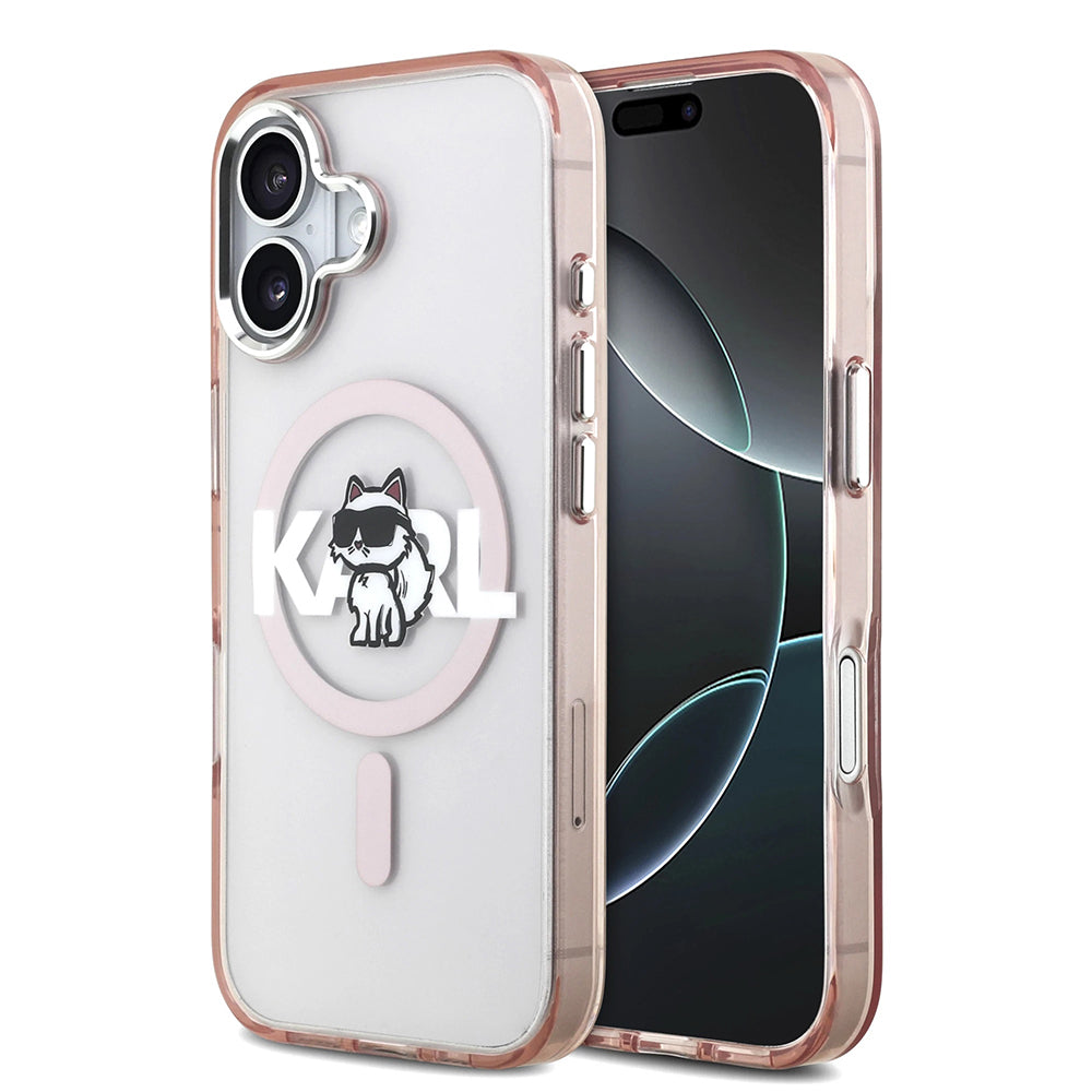 Θήκη MagSafe για Apple iPhone 17, Karl Lagerfeld, IML Sketch Logo Choupette, Ροζ