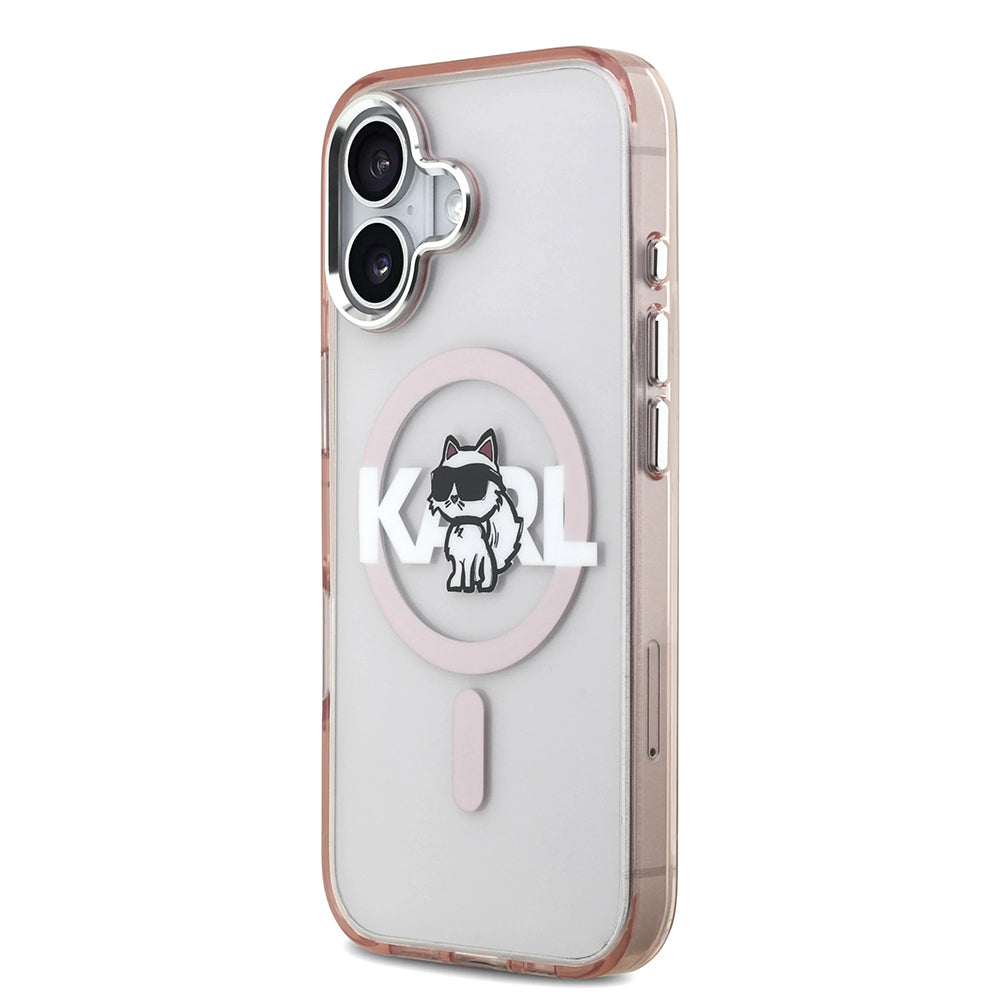 Θήκη MagSafe για Apple iPhone 17, Karl Lagerfeld, IML Sketch Logo Choupette, Ροζ
