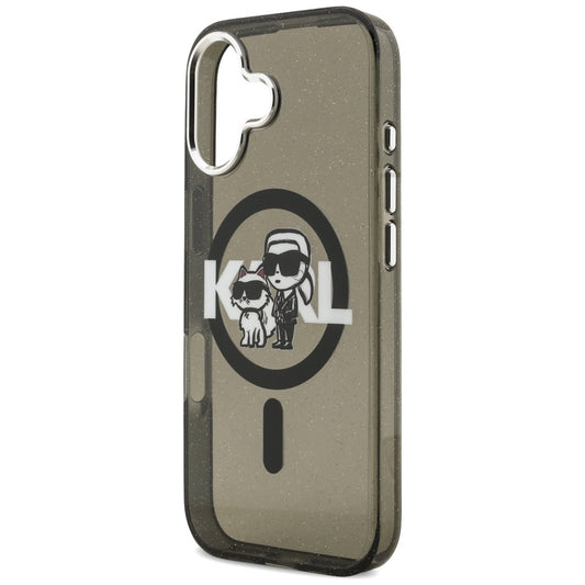 Θήκη MagSafe για Apple iPhone 17, Karl Lagerfeld, IML Sketch Logo Glitter Karl & Choupette, Μαύρη