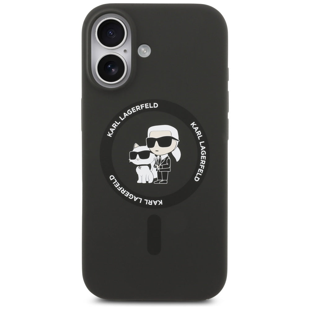 Θήκη MagSafe για Apple iPhone 17, Karl Lagerfeld, Ring Karl & Choupette, Μαύρη