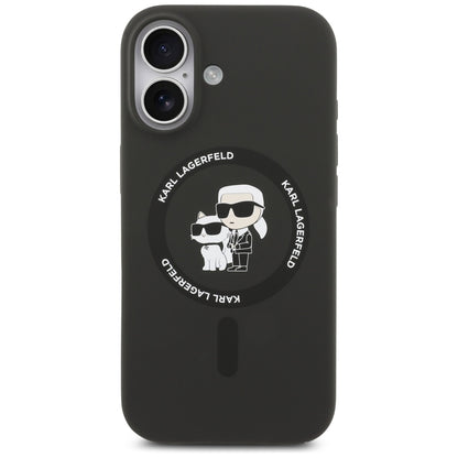 Θήκη MagSafe για Apple iPhone 17, Karl Lagerfeld, Ring Karl & Choupette, Μαύρη
