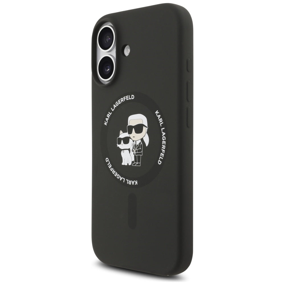 Θήκη MagSafe για Apple iPhone 17, Karl Lagerfeld, Ring Karl & Choupette, Μαύρη