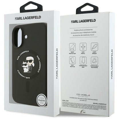 Θήκη MagSafe για Apple iPhone 17, Karl Lagerfeld, Ring Karl & Choupette, Μαύρη