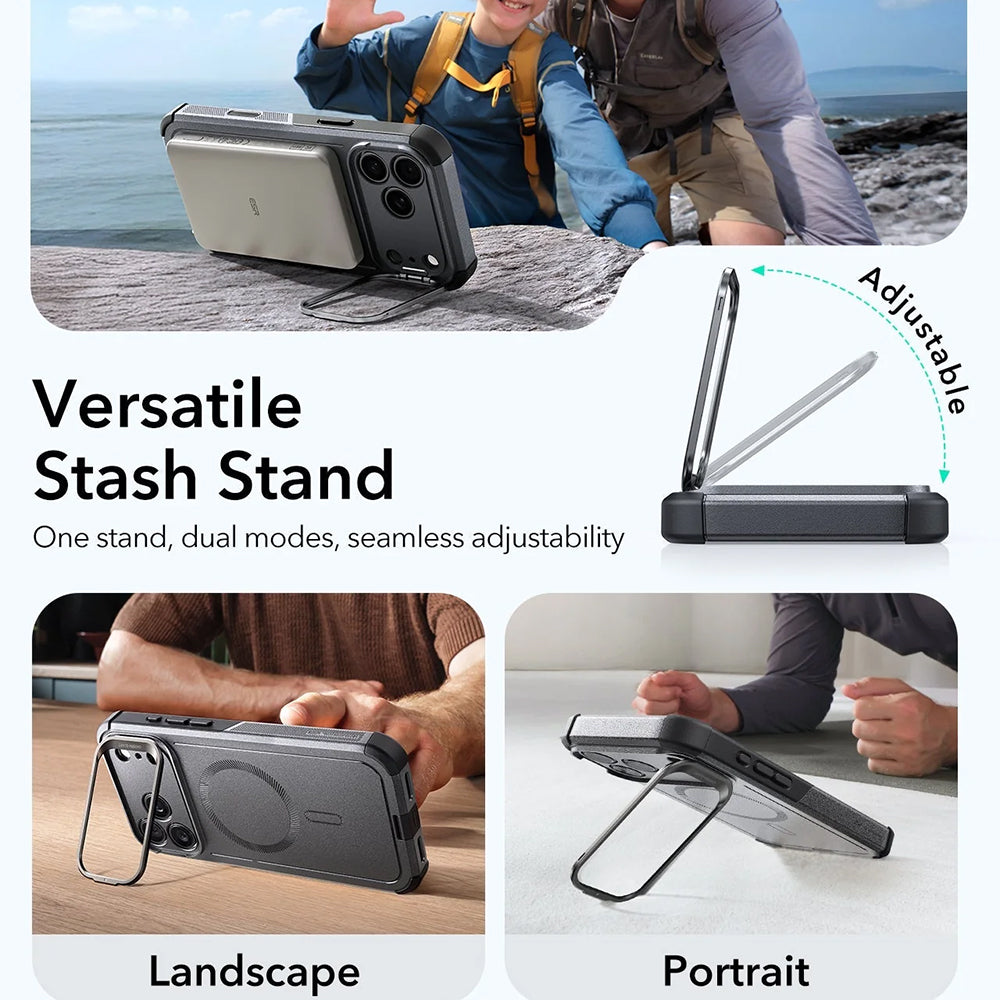 Θήκη MagSafe για Apple iPhone 17 Pro, ESR, Cyber Armor Kickstand, Γκρι