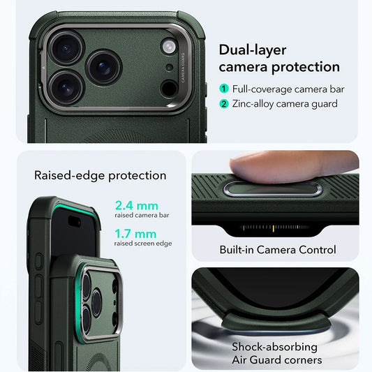 Θήκη MagSafe για Apple iPhone 17 Pro, ESR, Cyber Armor Kickstand, Πράσινη