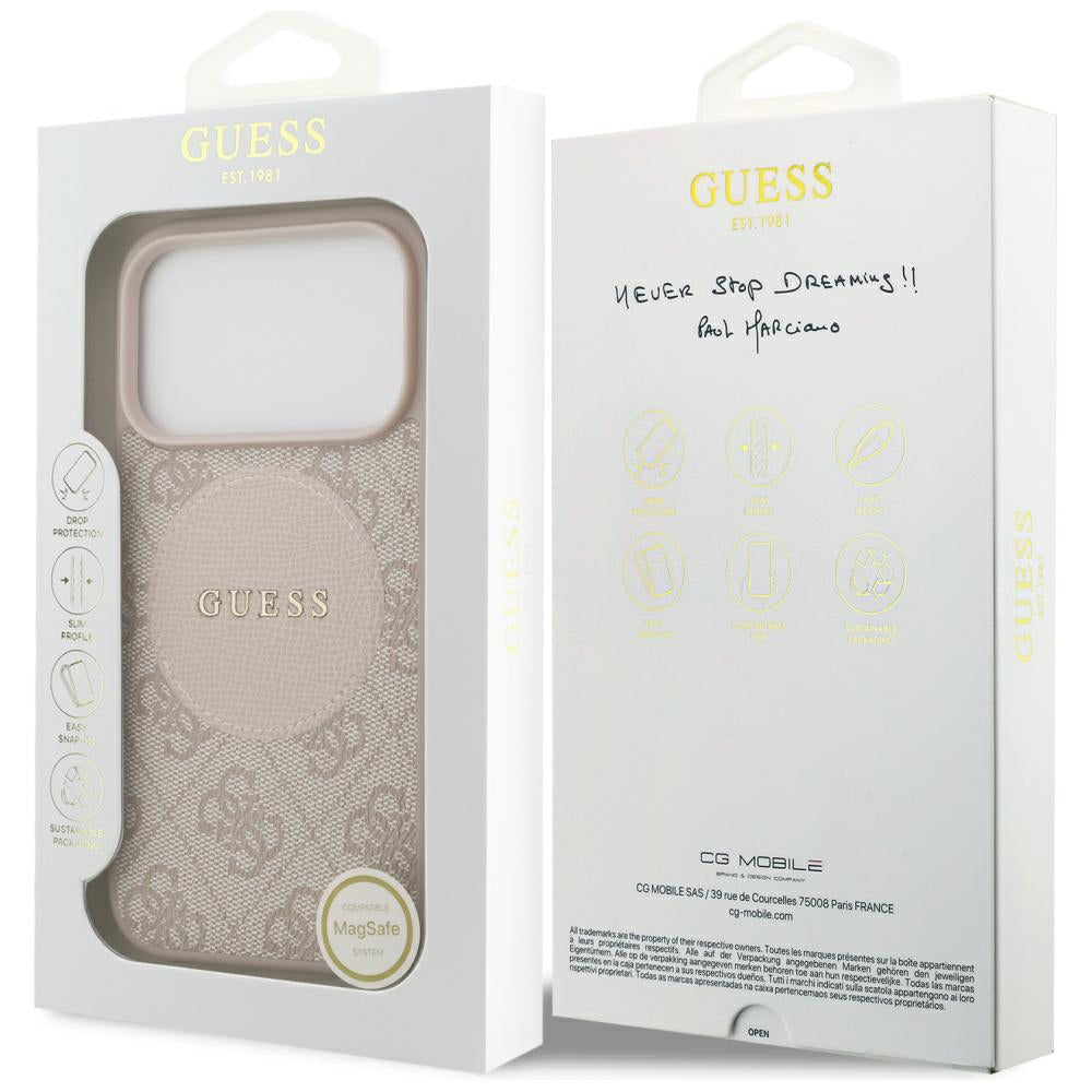 Θήκη MagSafe για Apple iPhone 17 Pro, Guess, 4G Circle Classic Logo, Ροζ