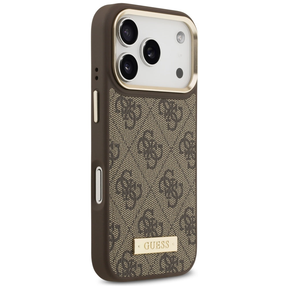 Θήκη MagSafe για Apple iPhone 17 Pro, Guess, 4G Logo Plate, Καφέ