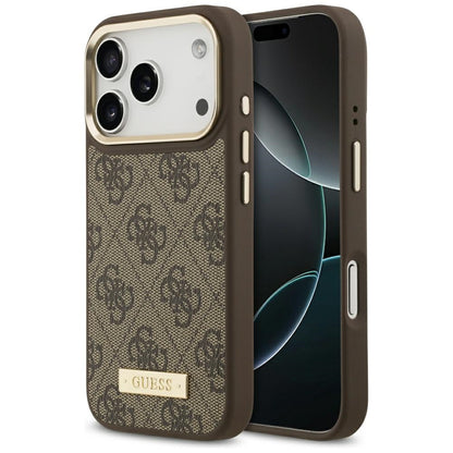 Θήκη MagSafe για Apple iPhone 17 Pro, Guess, 4G Logo Plate, Καφέ