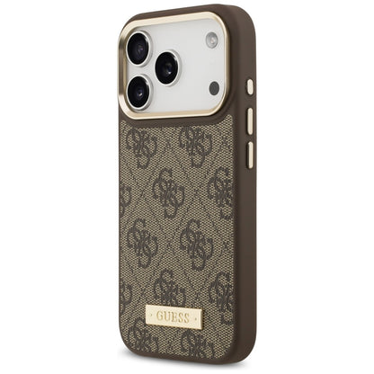 Θήκη MagSafe για Apple iPhone 17 Pro, Guess, 4G Logo Plate, Καφέ