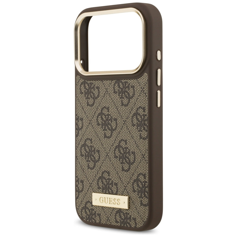 Θήκη MagSafe για Apple iPhone 17 Pro, Guess, 4G Logo Plate, Καφέ