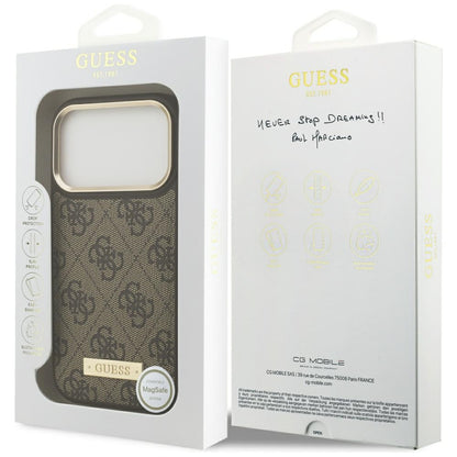 Θήκη MagSafe για Apple iPhone 17 Pro, Guess, 4G Logo Plate, Καφέ
