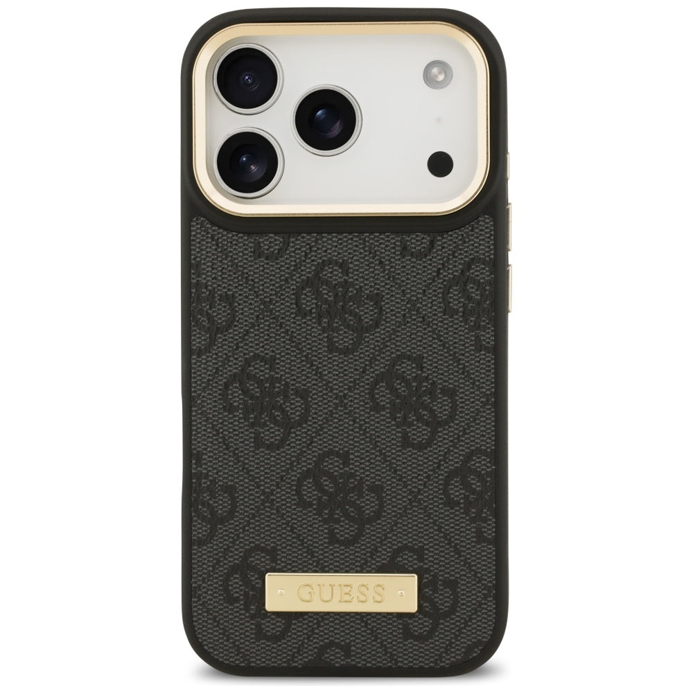 Θήκη MagSafe για Apple iPhone 17 Pro, Guess, 4G Logo Plate, Μαύρη