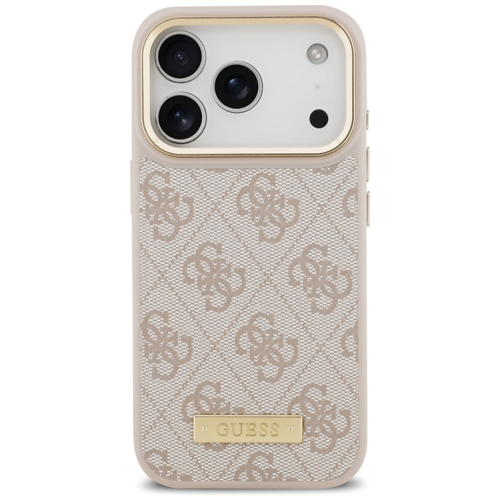 Θήκη MagSafe για Apple iPhone 17 Pro, Guess, 4G Logo Plate, Ροζ