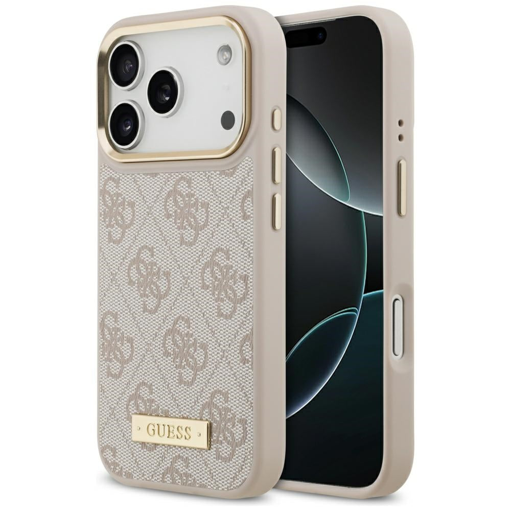 Θήκη MagSafe για Apple iPhone 17 Pro, Guess, 4G Logo Plate, Ροζ