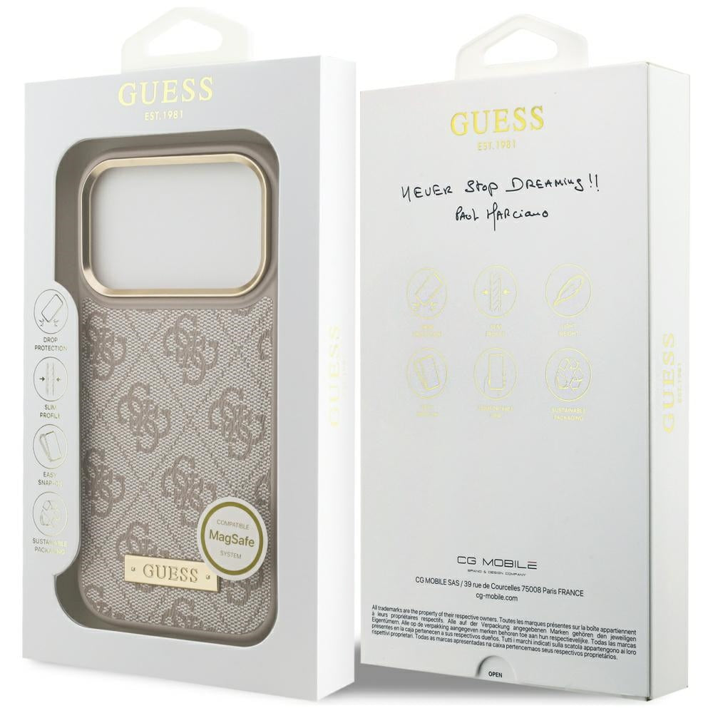 Θήκη MagSafe για Apple iPhone 17 Pro, Guess, 4G Logo Plate, Ροζ