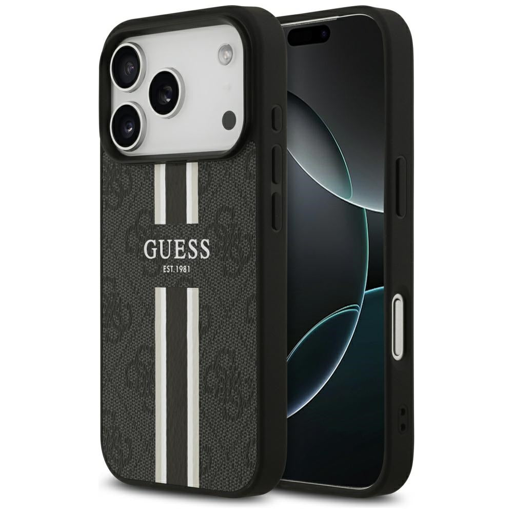 Θήκη MagSafe για Apple iPhone 17 Pro, Guess, 4G Printed Stripes, Μαύρη
