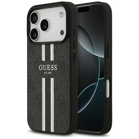 Θήκη MagSafe για Apple iPhone 17 Pro, Guess, 4G Printed Stripes, Μαύρη