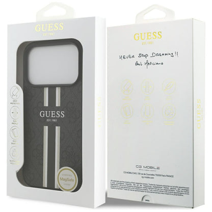 Θήκη MagSafe για Apple iPhone 17 Pro, Guess, 4G Printed Stripes, Μαύρη