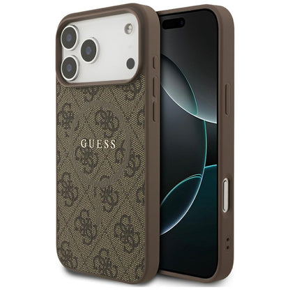 MagSafe Case for Apple iPhone 17 Pro, Guess, 4G Ring Classic Logo, Brown