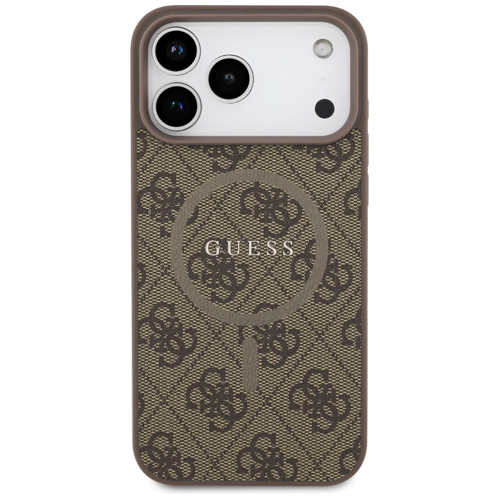 MagSafe Case for Apple iPhone 17 Pro, Guess, 4G Ring Classic Logo, Brown