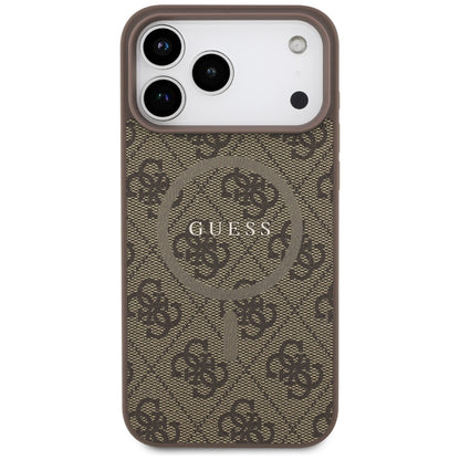 MagSafe Case for Apple iPhone 17 Pro, Guess, 4G Ring Classic Logo, Brown