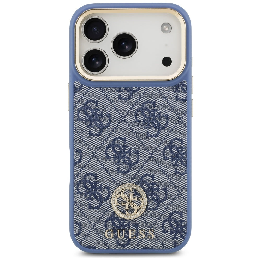 Θήκη MagSafe για Apple iPhone 17 Pro, Guess, 4G Strass Logo with Big Strap, Μπλε