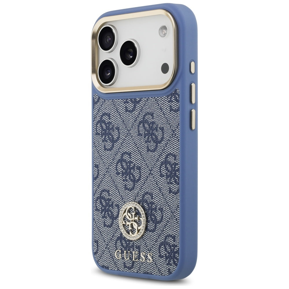 Θήκη MagSafe για Apple iPhone 17 Pro, Guess, 4G Strass Logo with Big Strap, Μπλε