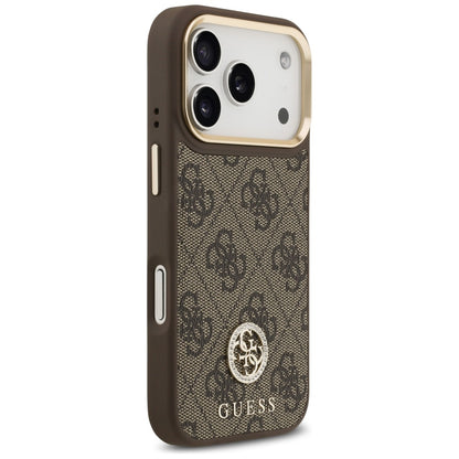 Θήκη MagSafe για Apple iPhone 17 Pro, Guess, 4G Strass Logo με Μεγάλο Λουρί, Καφέ