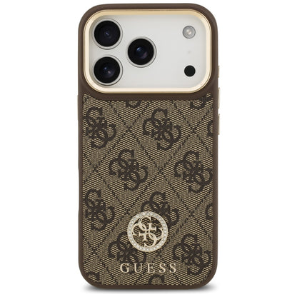 Θήκη MagSafe για Apple iPhone 17 Pro, Guess, 4G Strass Logo με Μεγάλο Λουρί, Καφέ