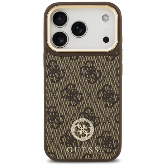 Θήκη MagSafe για Apple iPhone 17 Pro, Guess, 4G Strass Logo με Μεγάλο Λουρί, Καφέ