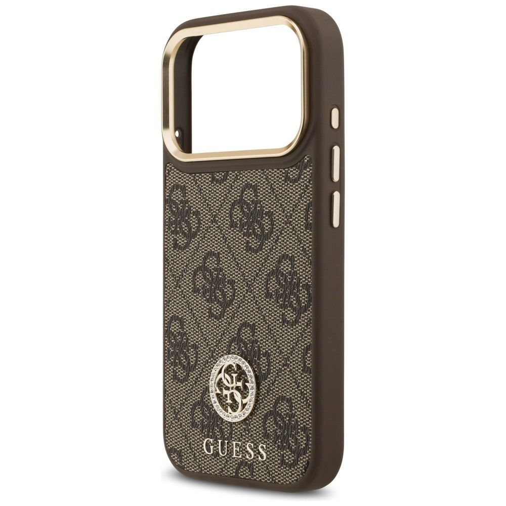 Θήκη MagSafe για Apple iPhone 17 Pro, Guess, 4G Strass Logo με Μεγάλο Λουρί, Καφέ