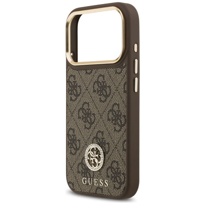 Θήκη MagSafe για Apple iPhone 17 Pro, Guess, 4G Strass Logo με Μεγάλο Λουρί, Καφέ