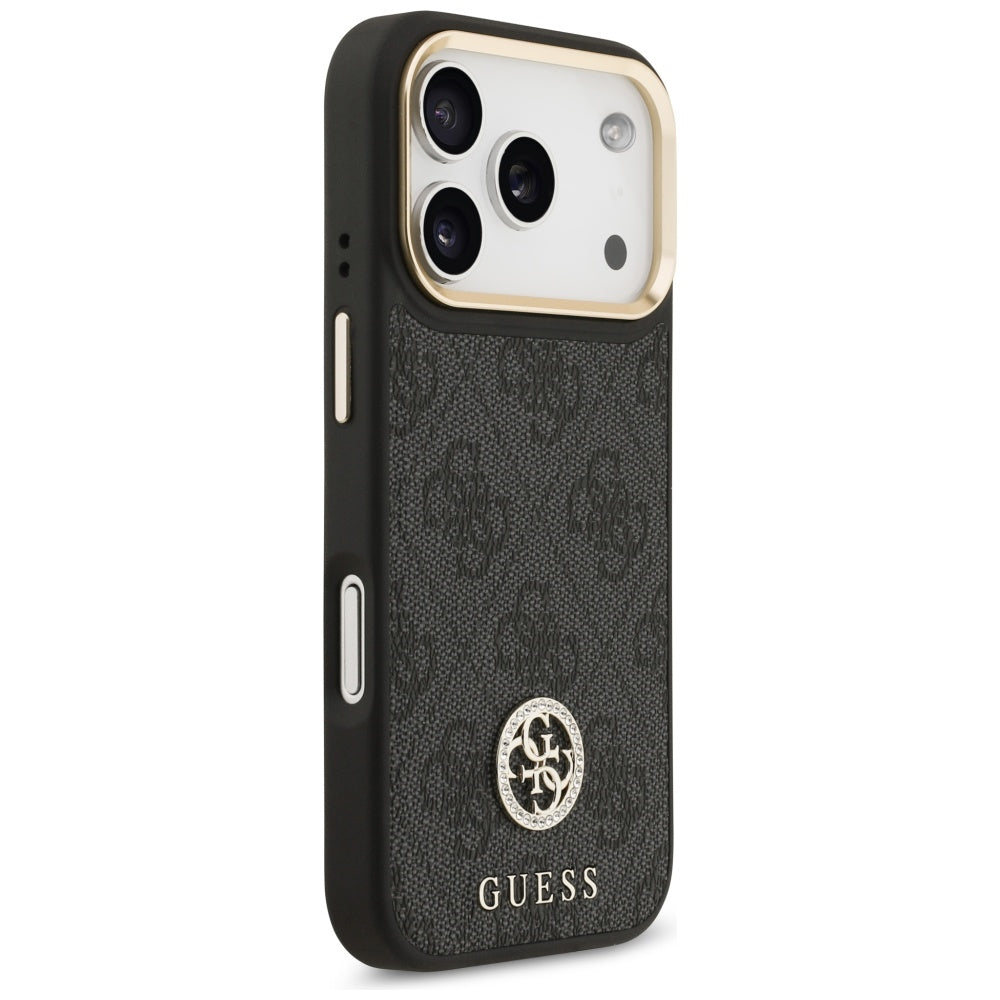 Θήκη MagSafe για Apple iPhone 17 Pro, Guess, 4G Strass Logo with Big Strap, Μαύρη