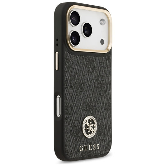 Θήκη MagSafe για Apple iPhone 17 Pro, Guess, 4G Strass Logo with Big Strap, Μαύρη