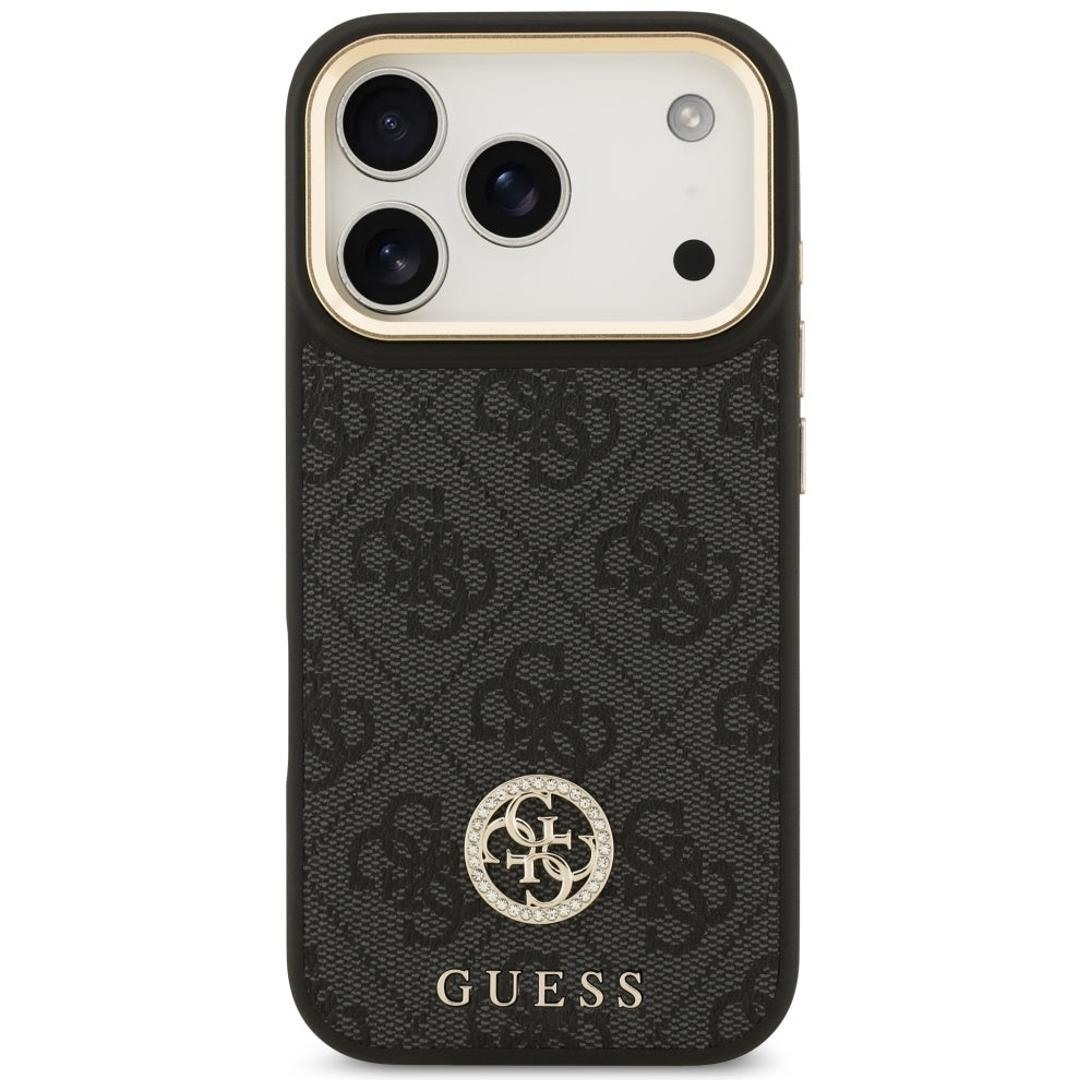 Θήκη MagSafe για Apple iPhone 17 Pro, Guess, 4G Strass Logo with Big Strap, Μαύρη
