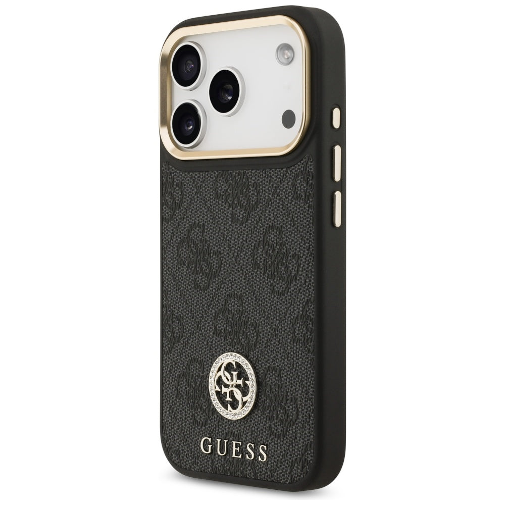 Θήκη MagSafe για Apple iPhone 17 Pro, Guess, 4G Strass Logo with Big Strap, Μαύρη