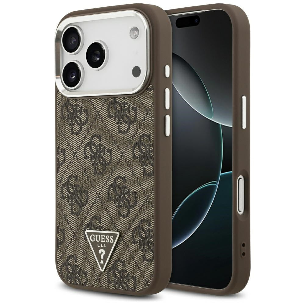 Θήκη MagSafe για Apple iPhone 17 Pro, Guess, 4G Triangle Logo, Καφέ Ασημί
