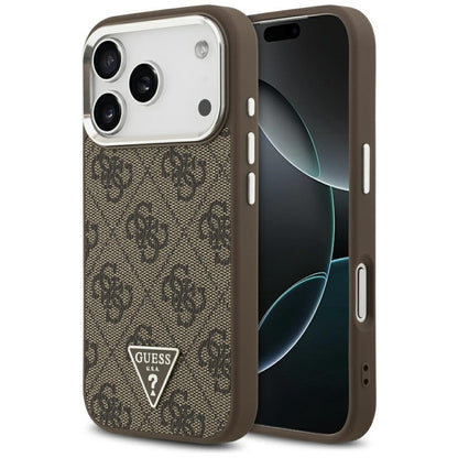Θήκη MagSafe για Apple iPhone 17 Pro, Guess, 4G Triangle Logo, Καφέ Ασημί