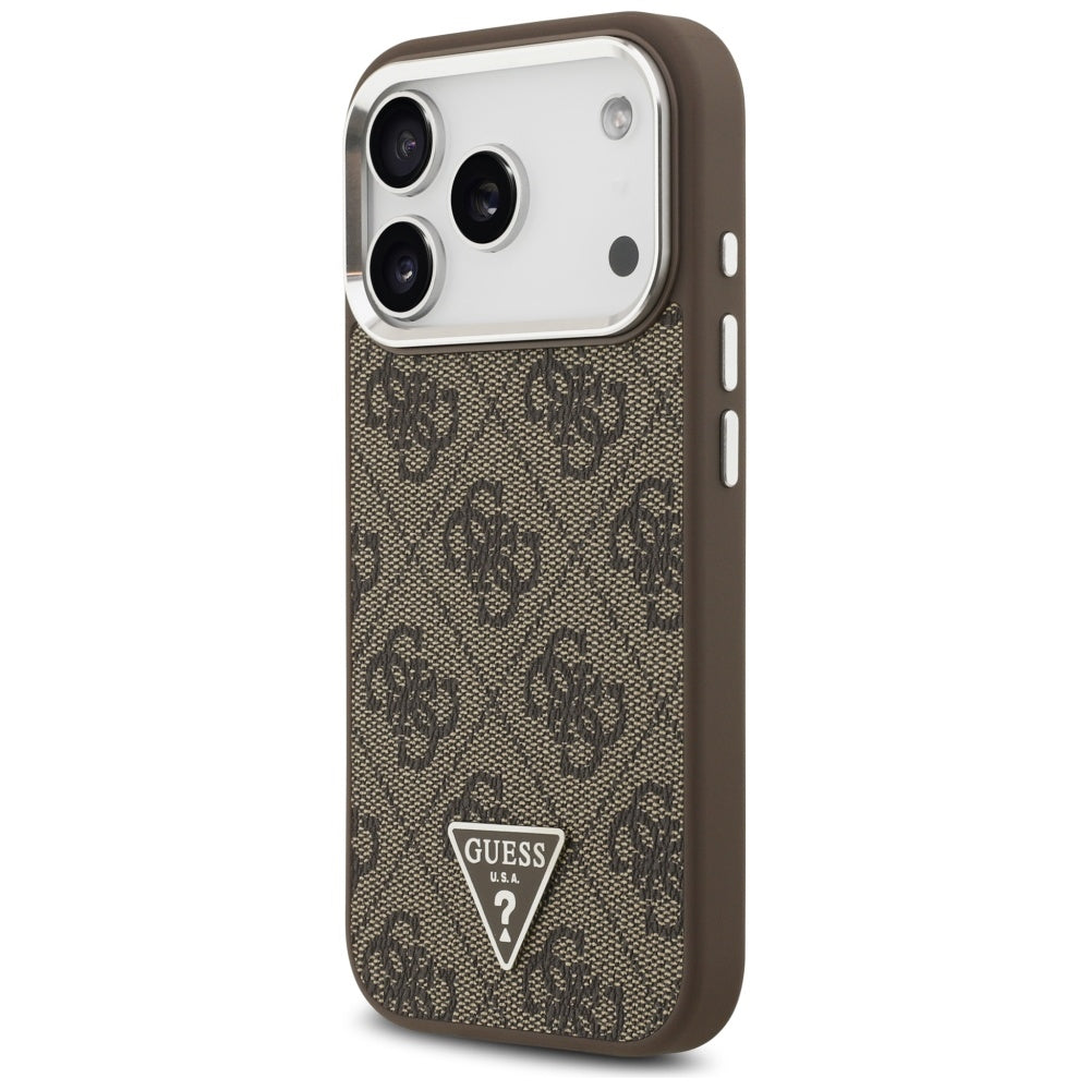 Θήκη MagSafe για Apple iPhone 17 Pro, Guess, 4G Triangle Logo, Καφέ Ασημί