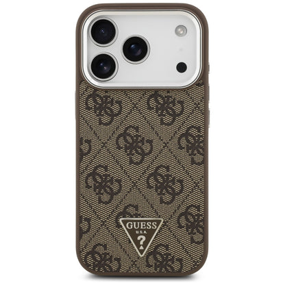 Θήκη MagSafe για Apple iPhone 17 Pro, Guess, 4G Triangle Logo, Καφέ Ασημί
