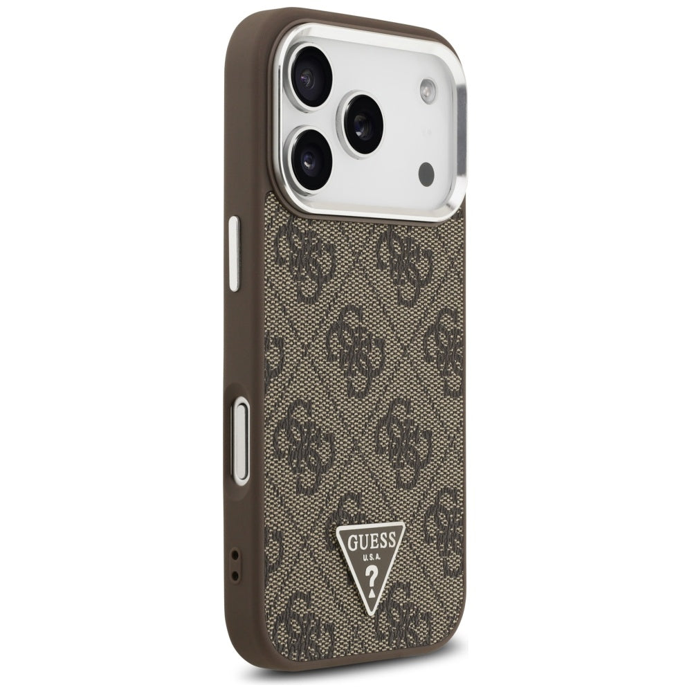 Θήκη MagSafe για Apple iPhone 17 Pro, Guess, 4G Triangle Logo, Καφέ Ασημί